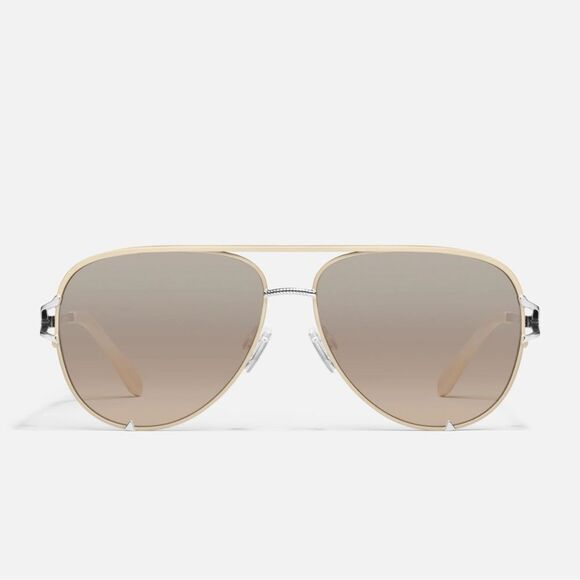 Quay High Key Twist Sunglasses Silver Frame / Silver Champagne Flash Lens NWOT - Picture 1 of 7
